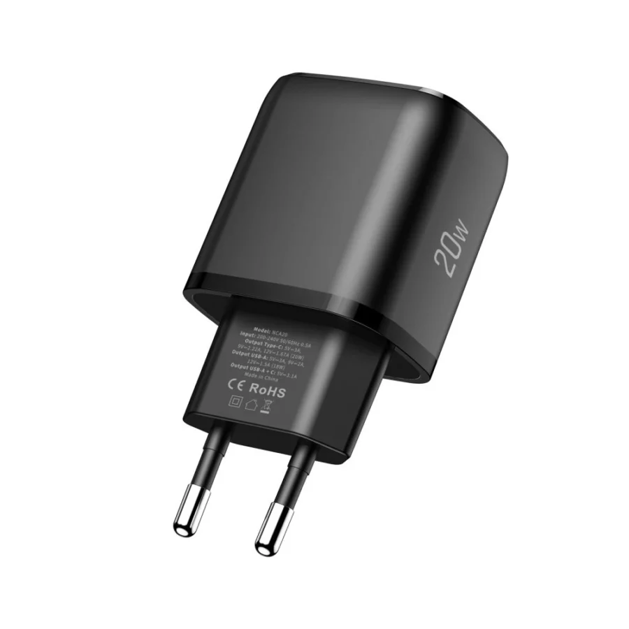 Ładowarka sieciowa Tech-Protect NCA20 PD 20W / QC3.0 USB-A / USB-C- czarna