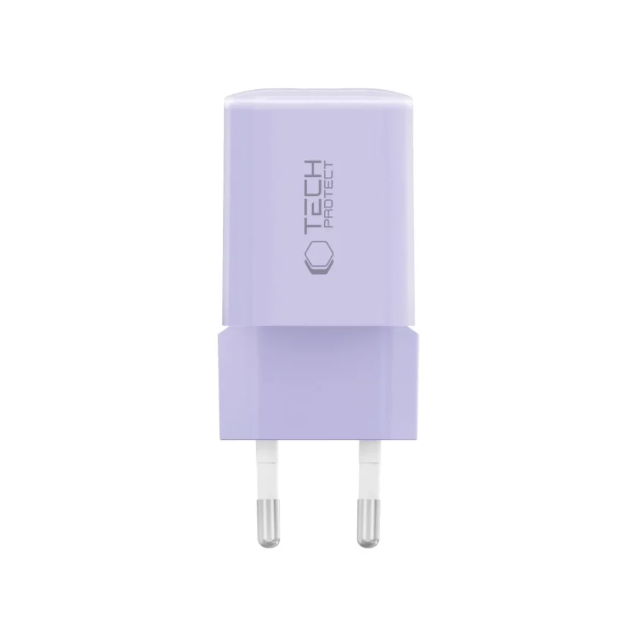Ładowarka sieciowa Tech-Protect NCM33 PD 33W QC3.0 USB-C / USB-C - fioletowa