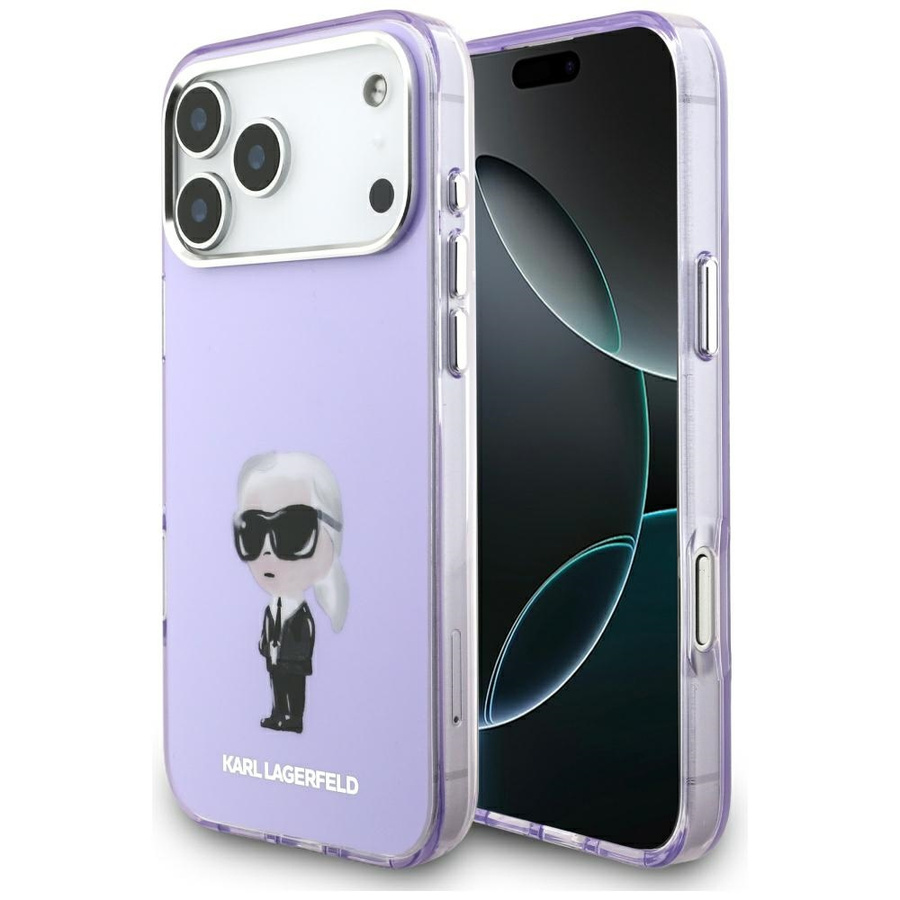 Etui Karl Lagerfeld IML Aquarelle Karl   & Choupette & Logo MagSafe do iPhone 17 Pro Max fioletowy