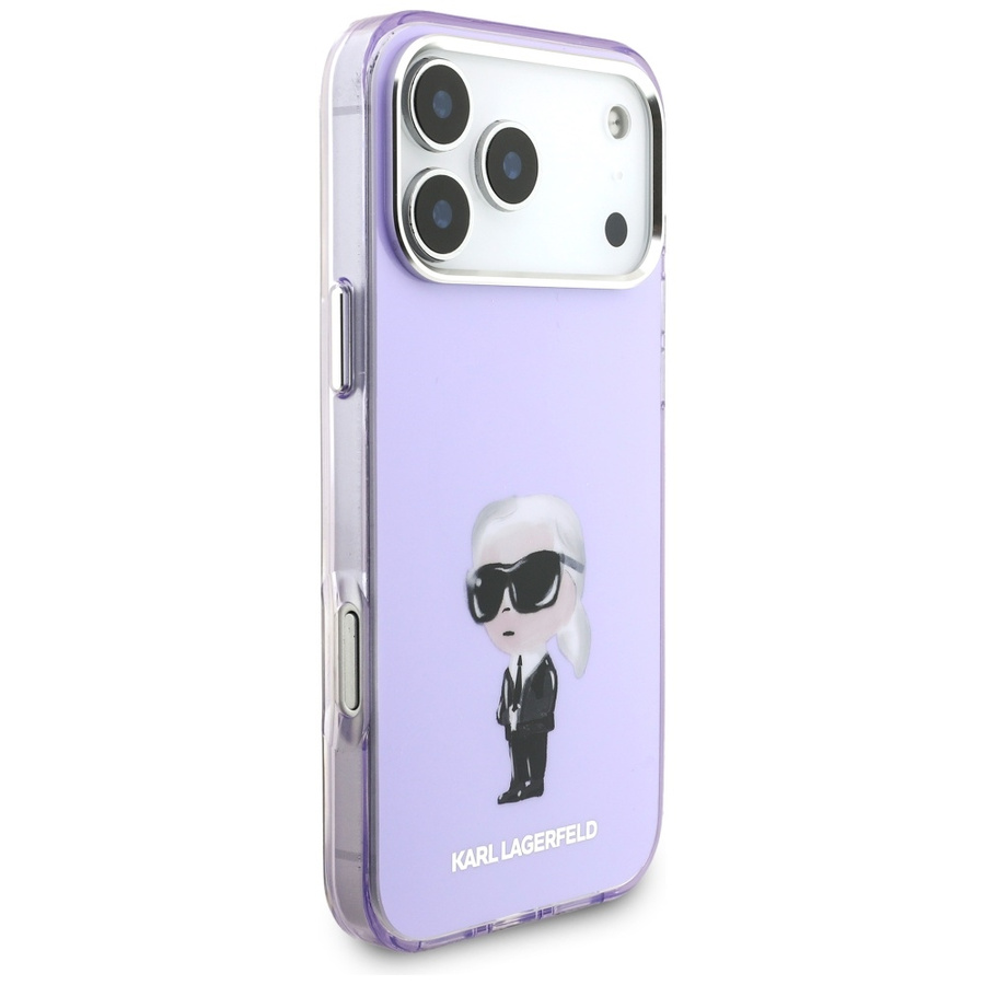 Etui Karl Lagerfeld IML Aquarelle Karl   & Choupette & Logo MagSafe do iPhone 17 Pro Max fioletowy