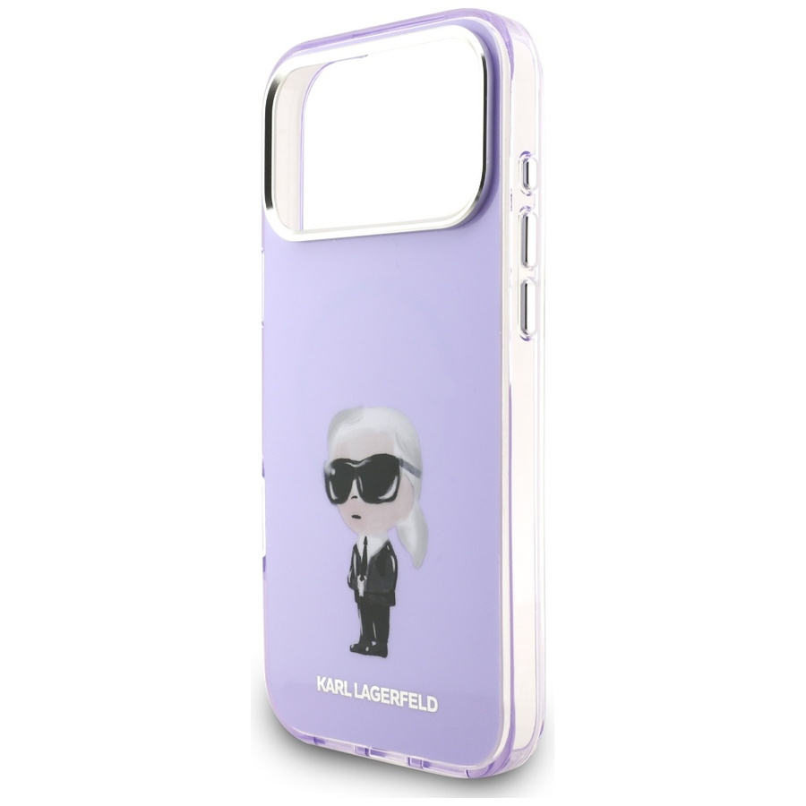Etui Karl Lagerfeld IML Aquarelle Karl   & Choupette & Logo MagSafe do iPhone 17 Pro Max fioletowy