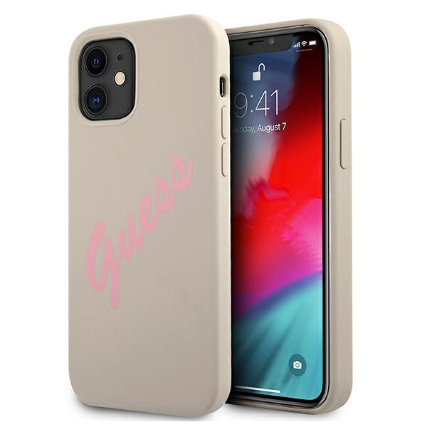 Guess GUHCP12SLSVSGP iPhone 12 mini5,4" szaro różowy/grey pink hardcase Silicone Vintage