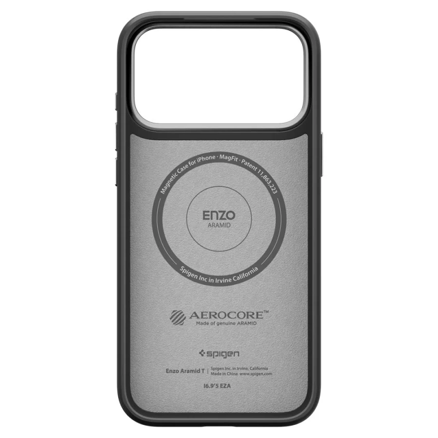 Etui Spigen Enzo Aramid "T" MagSafe na iPhone 17 Pro - czarno-srebrne