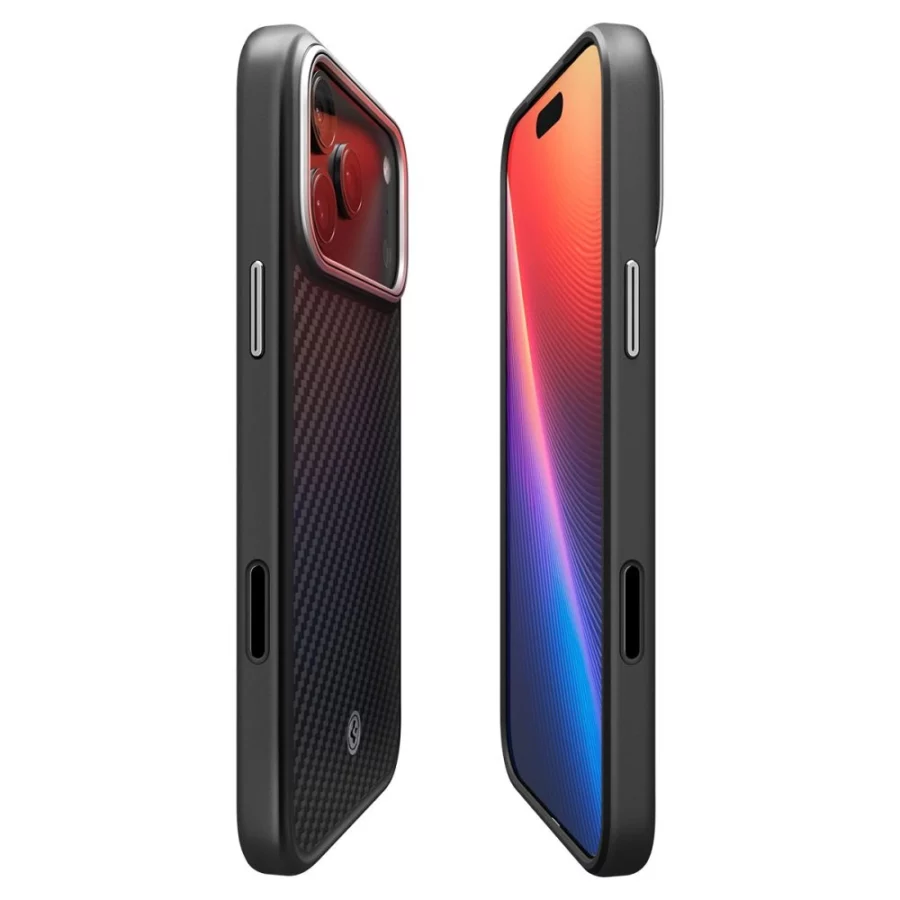 Etui Spigen Enzo Aramid "T" MagSafe na iPhone 17 Pro Max - czarno-srebrne