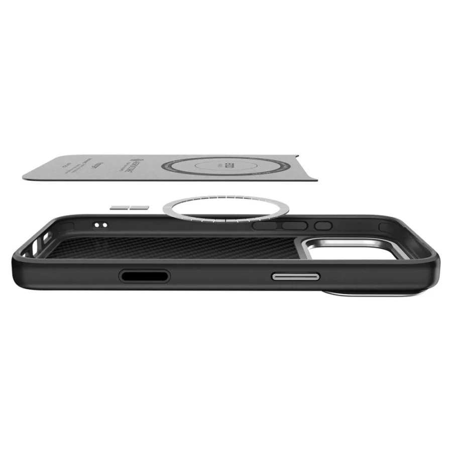 Etui Spigen Enzo Aramid "T" MagSafe na iPhone 17 Pro Max - czarno-srebrne