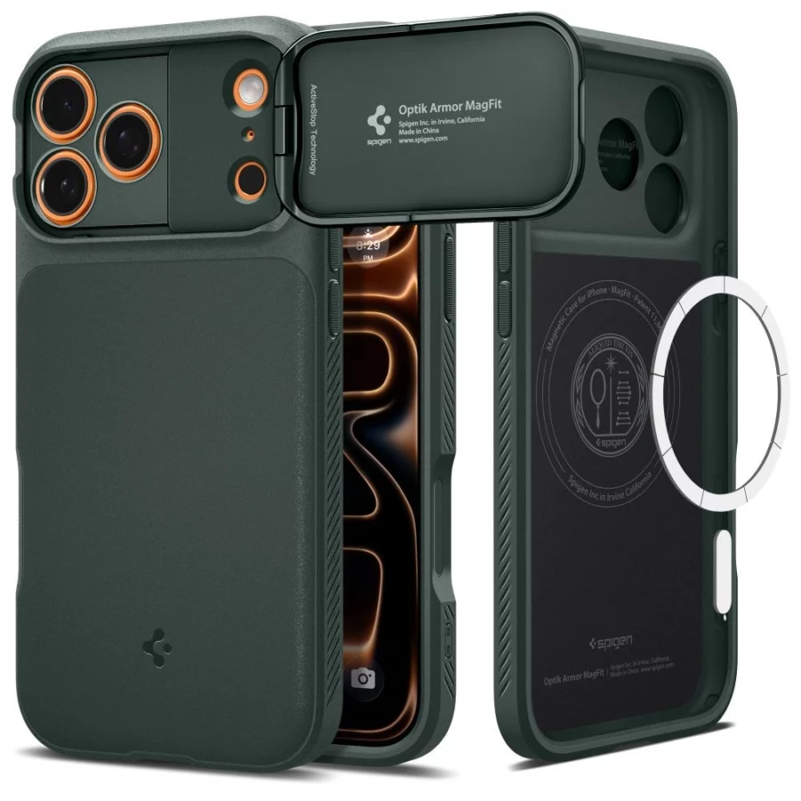 Etui Spigen Optik Armor MagSafe na iPhone 17 Pro Max - zielone