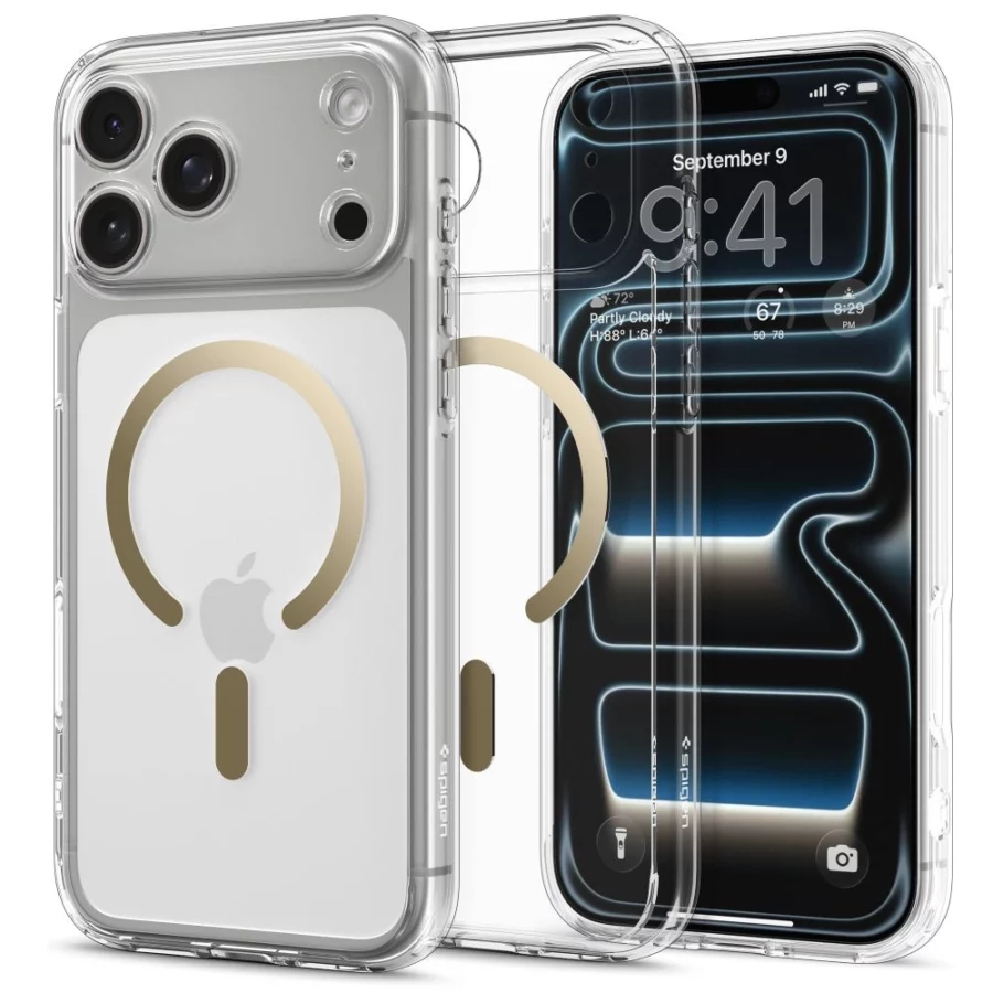 Etui Spigen Ultra Hybrid MagSafe na iPhone 17 Pro - przezroczysto-złote