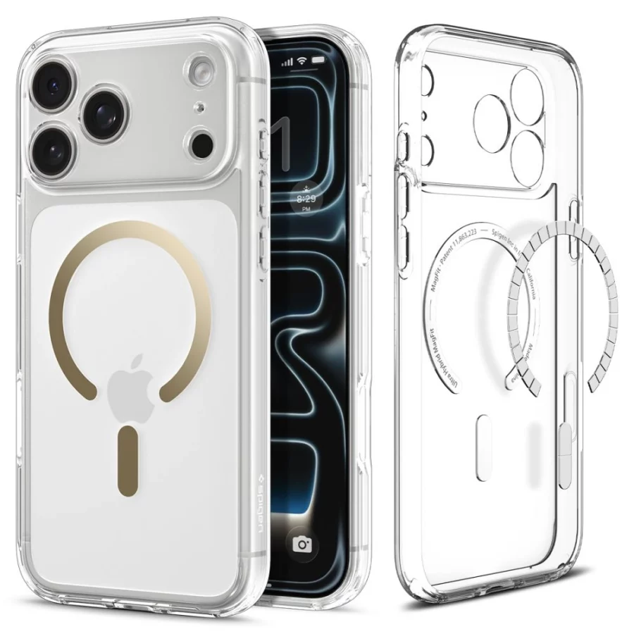 Etui Spigen Ultra Hybrid MagSafe na iPhone 17 Pro Max - przezroczysto-złote
