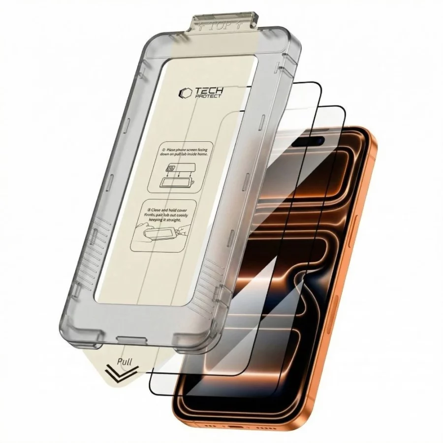 Szkło hartowane Tech-Protect Quick Set+ 2-pack na iPhone 17 Pro - czarne