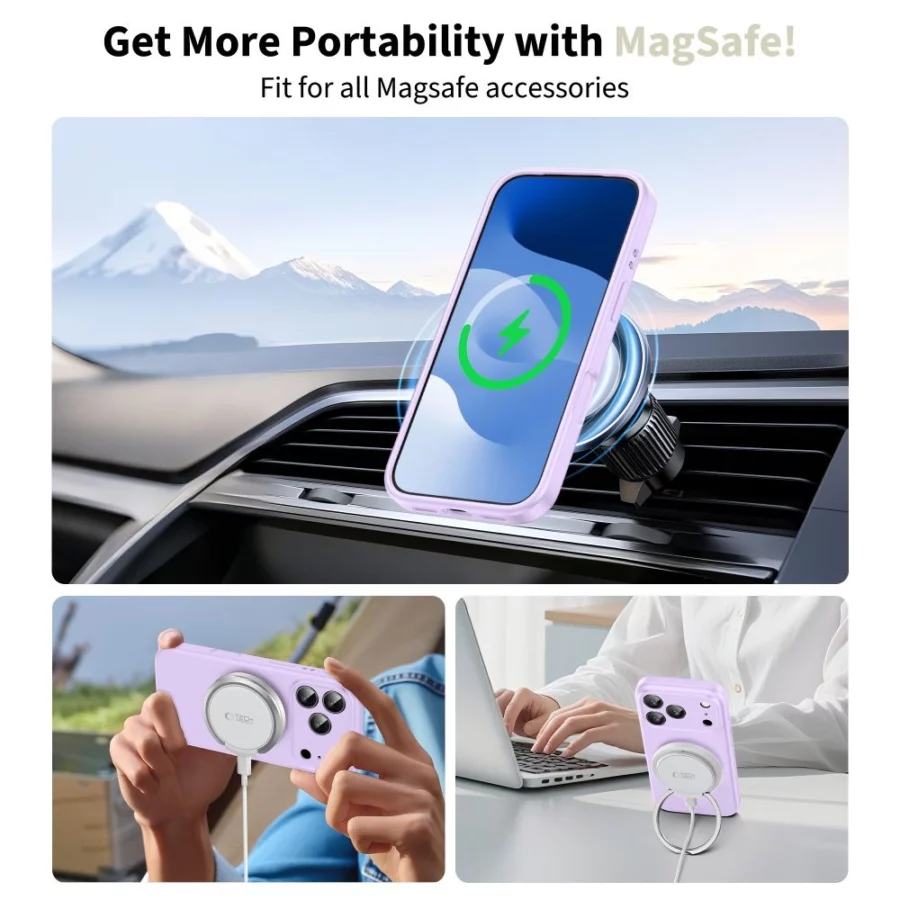 Etui Tech-Protect Silicone MagSafe na iPhone 17 Pro - fioletowe