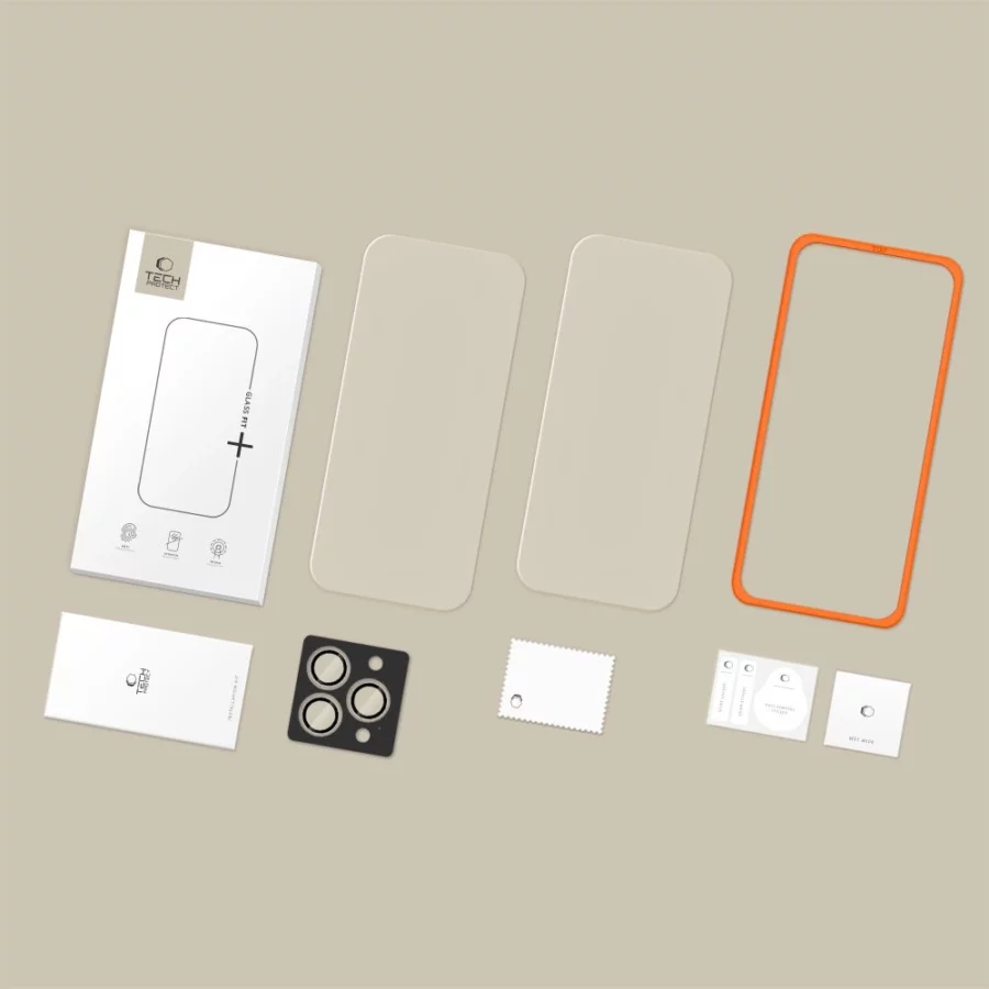 Szkło hartowane Tech-Protect Easy Set+ 3-pack na iPhone 16 Pro Max / 17 Pro Max - przezroczyste