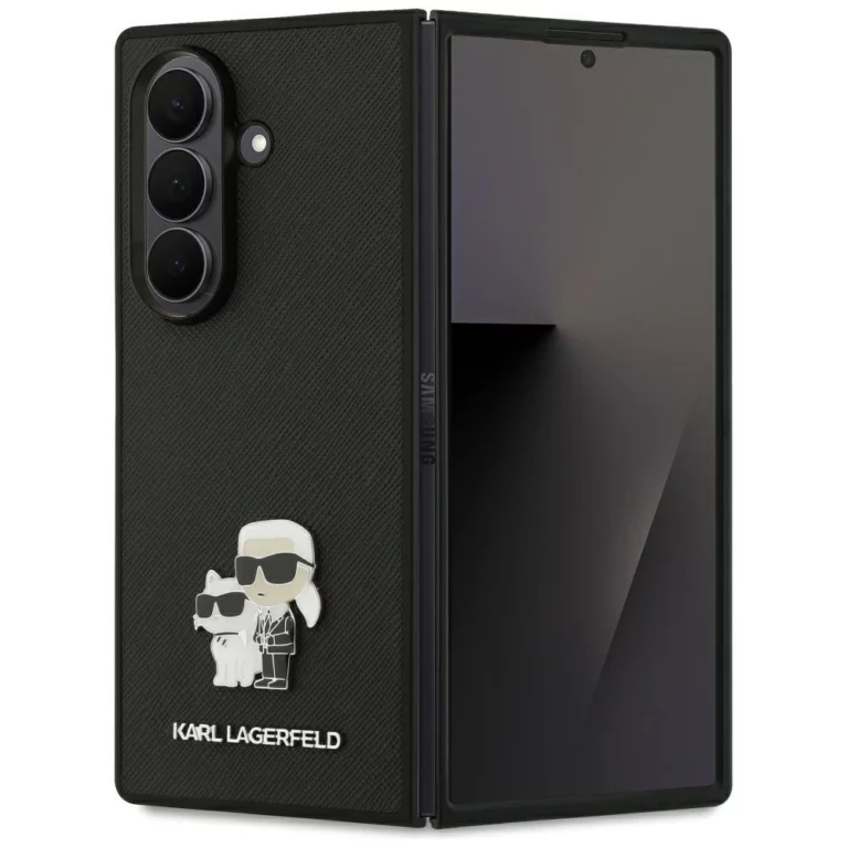 Etui Karl Lagerfeld Saffiano Karl&Choupette Pin na Samsung Galaxy Z Fold7 - czarne