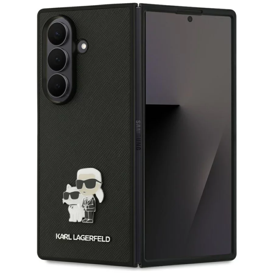 Etui Karl Lagerfeld Saffiano Karl&Choupette Pin na Samsung Galaxy Z Fold7 - czarne