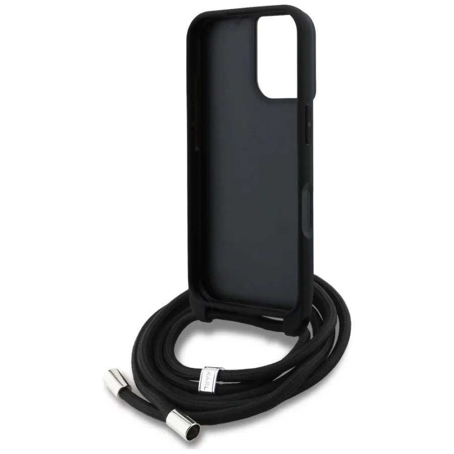 Etui Karl Lagerfeld Crossbody Grained Pattern & Logo do iPhone 16 - czarne