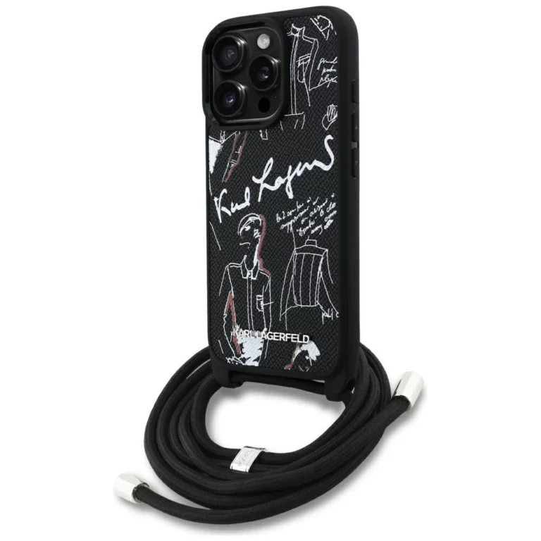 Etui Karl Lagerfeld Crossbody Grained Pattern & Logo do iPhone 16 Pro Max - czarne