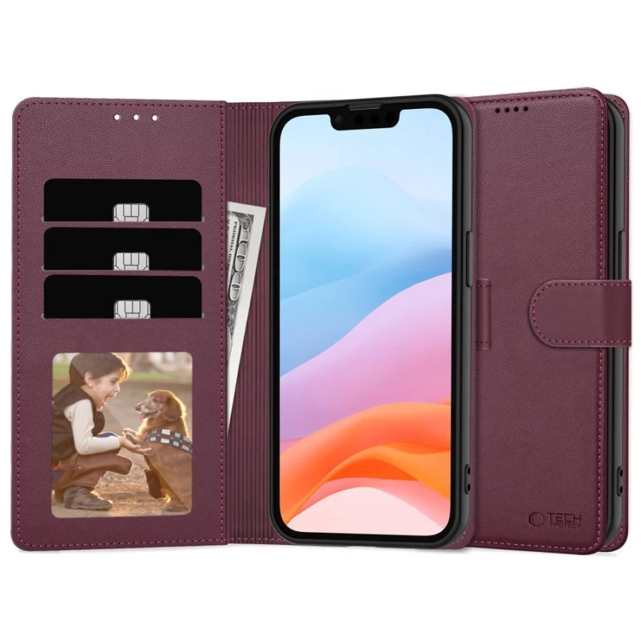 Etui Tech-Protect Wallet na Samsung Galaxy A26 5G / A17 4G / 5G - bordowe