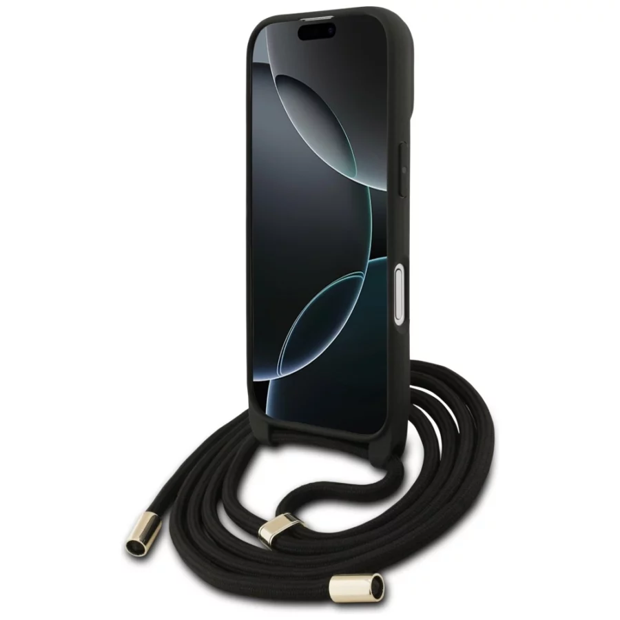 Etui Guess 4G Big Logo Cord Stap Crossbody na iPhone 17 - czarne