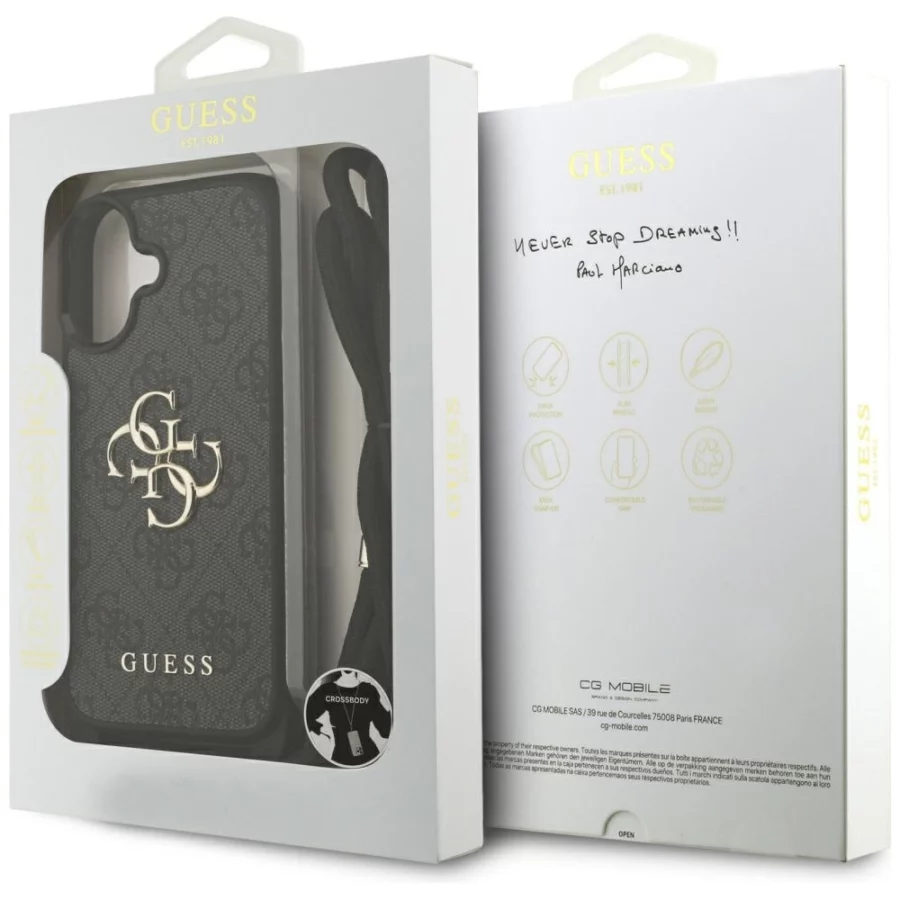 Etui Guess 4G Big Logo Cord Stap Crossbody na iPhone 17 - czarne