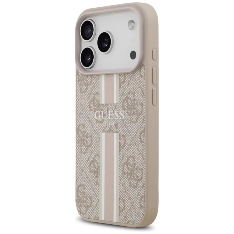 Etui Guess 4G Printed Stripes MagSafe na iPhone 17 Pro - różowe