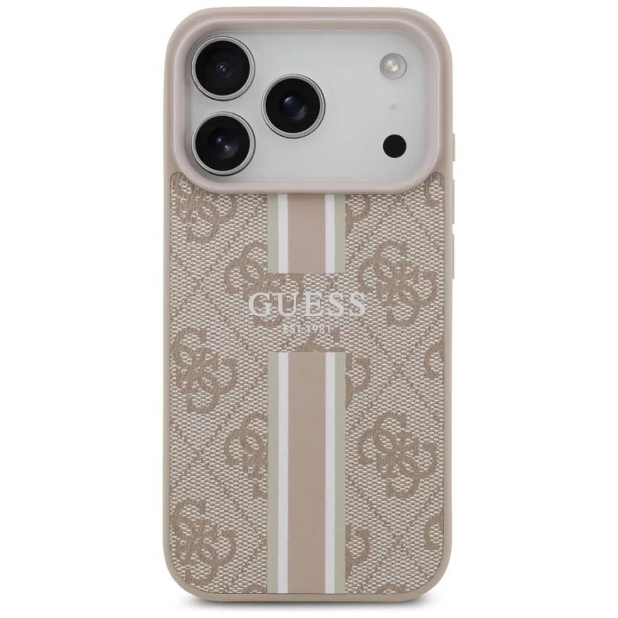 Etui Guess 4G Printed Stripes MagSafe na iPhone 17 Pro - różowe
