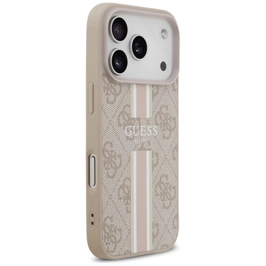 Etui Guess 4G Printed Stripes MagSafe na iPhone 17 Pro - różowe