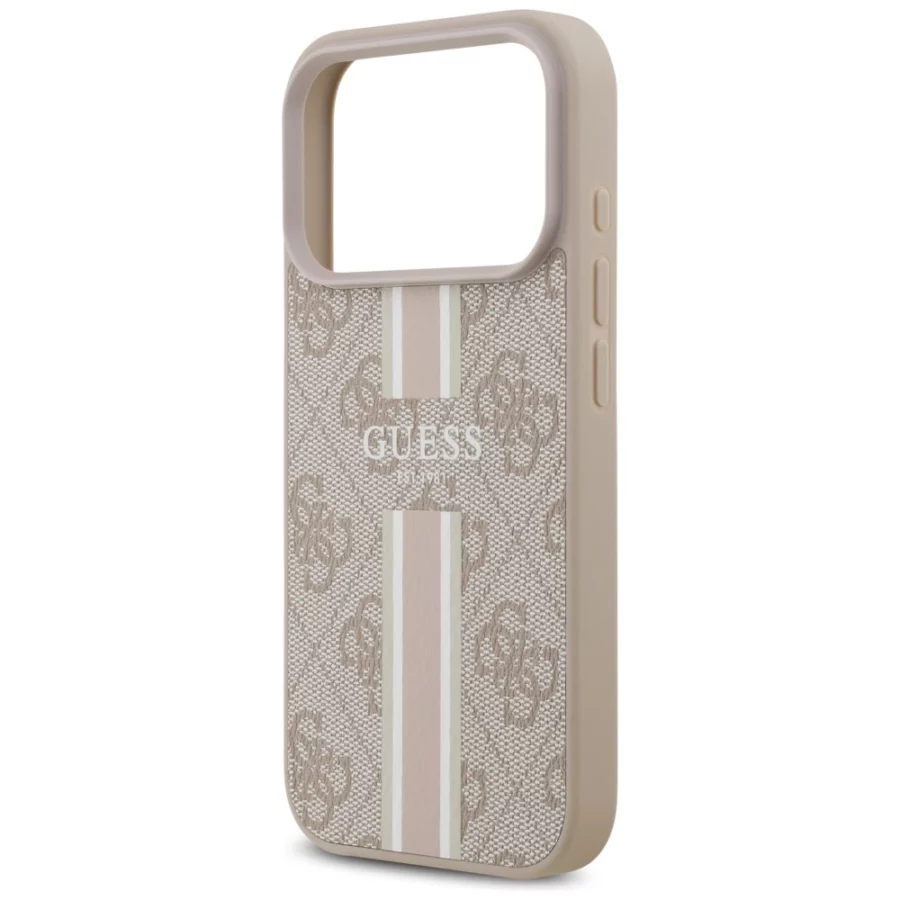 Etui Guess 4G Printed Stripes MagSafe na iPhone 17 Pro - różowe