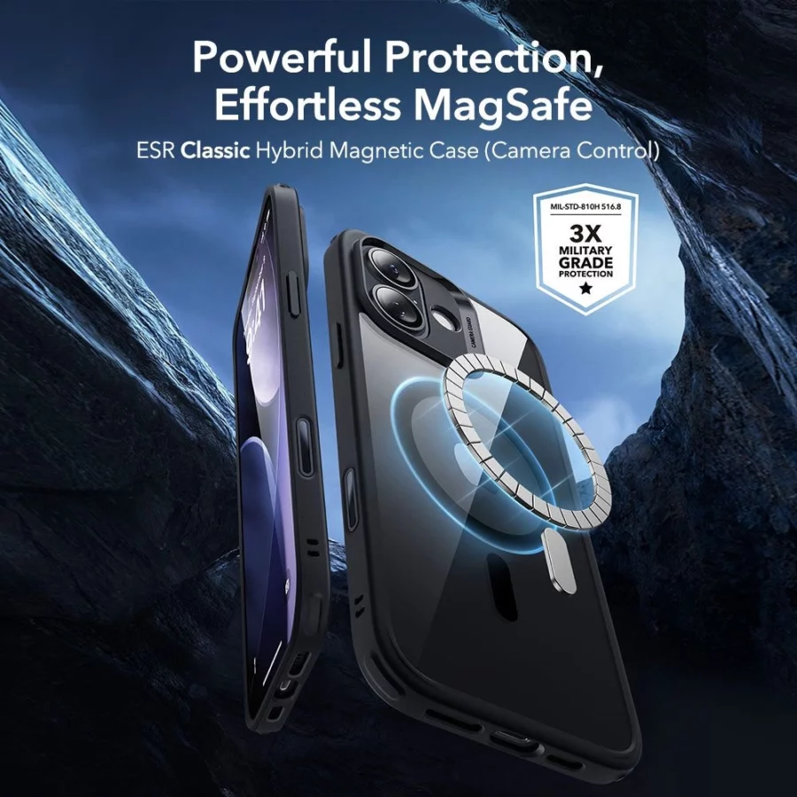 Zestaw ESR Classic Hybrid MagSafe + Szkło hartowane na iPhone 17 - przezroczysto-czarne