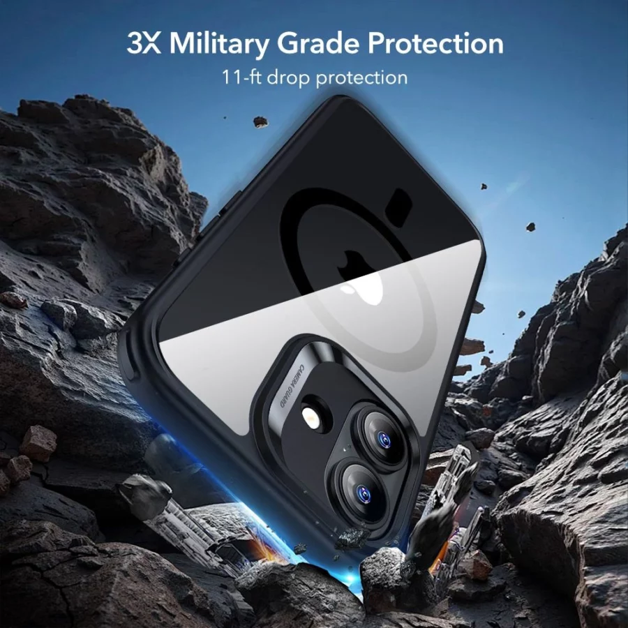 Zestaw ESR Classic Hybrid MagSafe + Szkło hartowane na iPhone 17 - przezroczysto-czarne