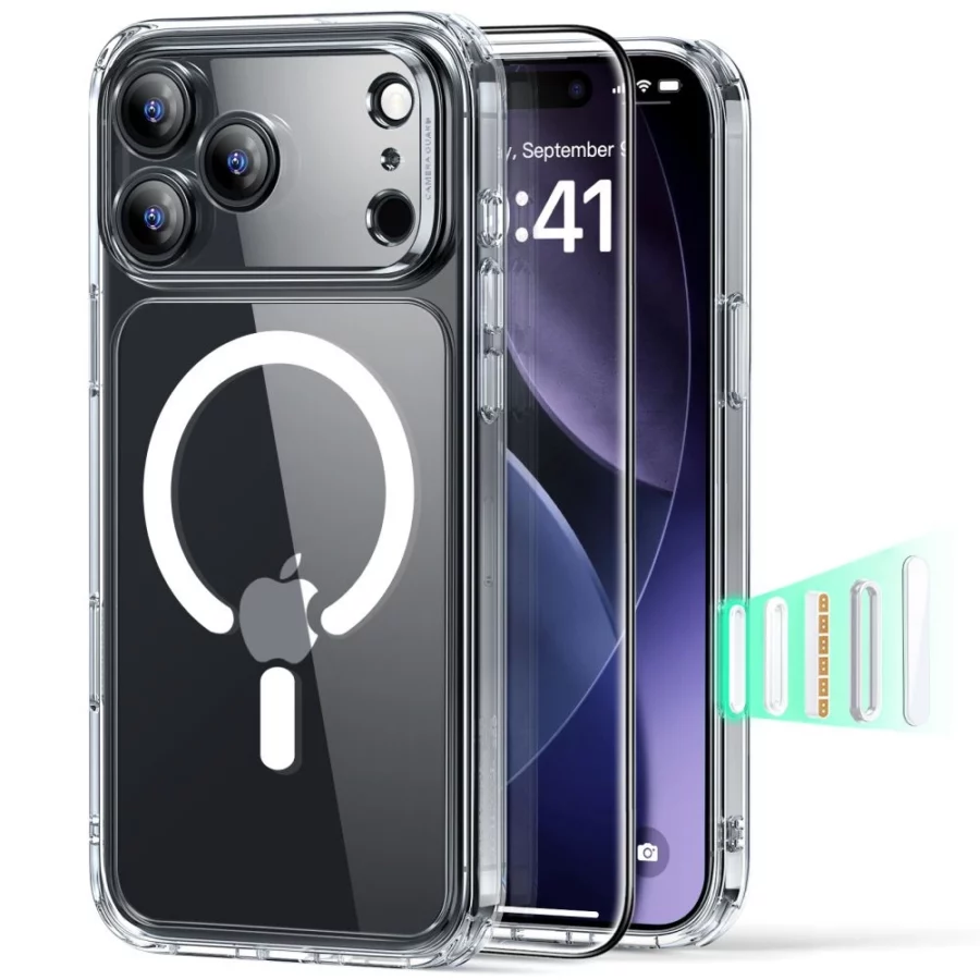 Zestaw ESR Classic Hybrid MagSafe + Szkło hartowane na iPhone 17 Pro Max - przezroczyste