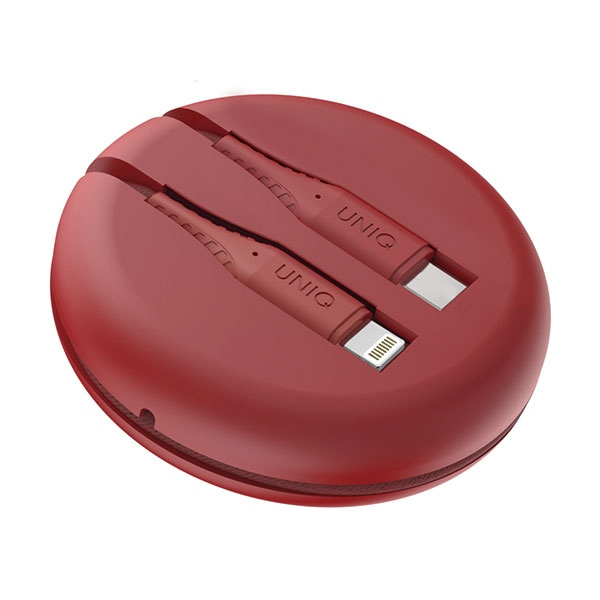 UNIQ kabel MFI Halo USB-C-Lightning 18Wnylonowy zwijany 1,2m czerwony/carmine red