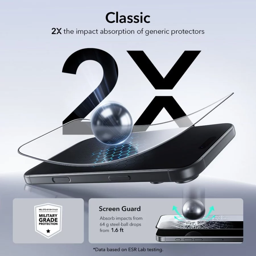 Szkło hartowane ESR UltraFit Tempered Glass 2-pack na iPhone 17 Pro Max - przezroczyste