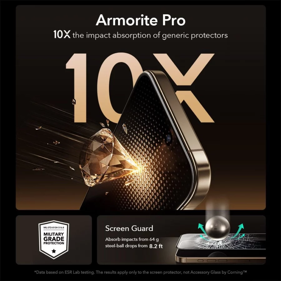 Szkło hartowane ESR UltraFit Armorite Pro na iPhone 17 Pro Max - przezroczyste