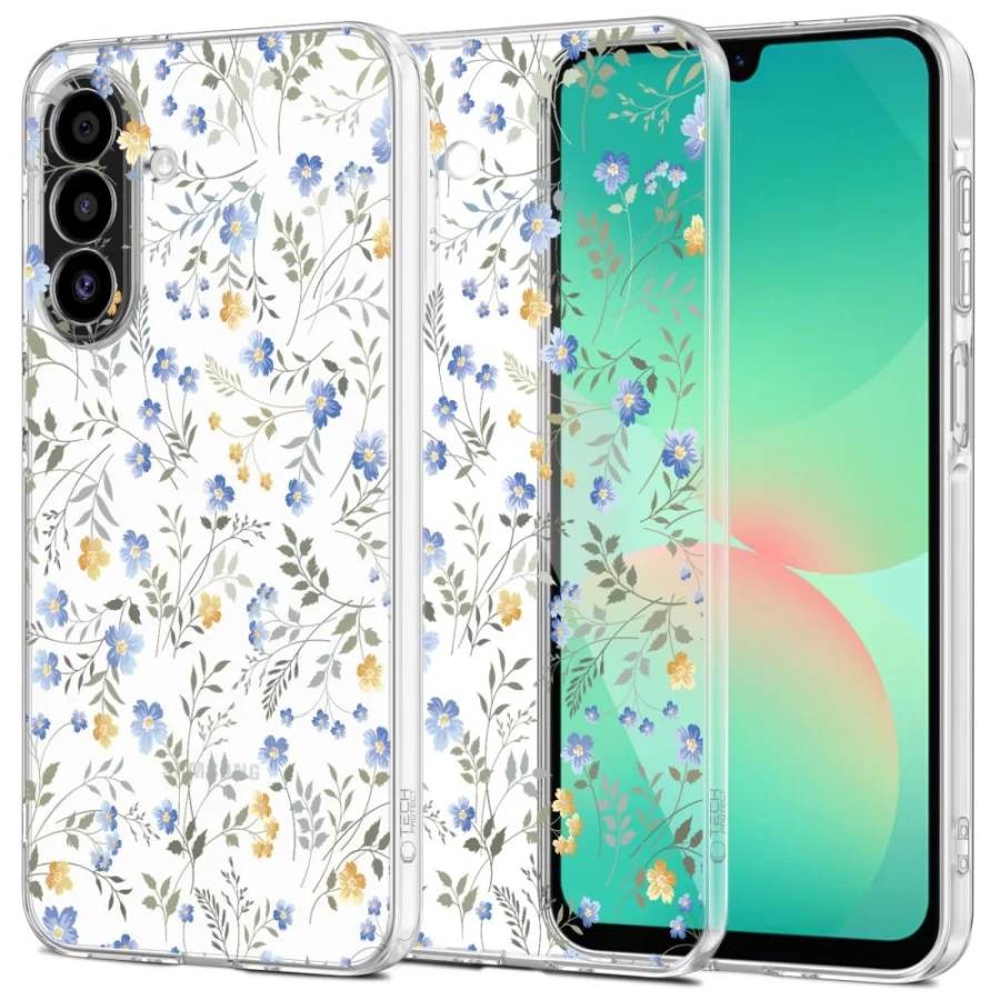 Etui Tech-Protect FlexAir+ na Samsung Galaxy A17 4G / 5G - stokrotki z liśćmi