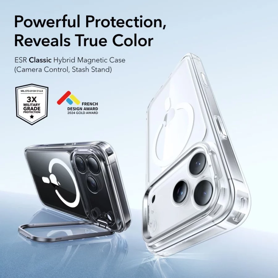 Etui ESR Classic Hybrid Kickstand MagSafe na iPhone 17 Pro - przezroczyste