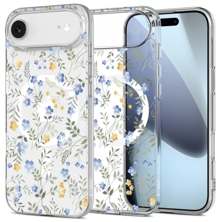 Etui Tech-Protect FlexAir MagSafe na iPhone 17 Air - stokrotki z liśćmi