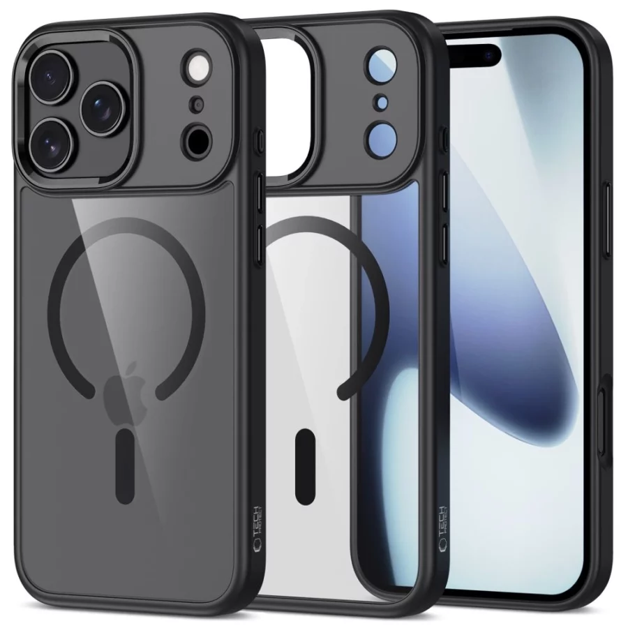 Etui Tech-Protect MagMat MagSafe na iPhone 17 Pro Max - przezroczysto-czarne