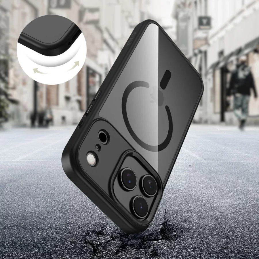 Etui Tech-Protect MagMat MagSafe na iPhone 17 Pro Max - przezroczysto-czarne