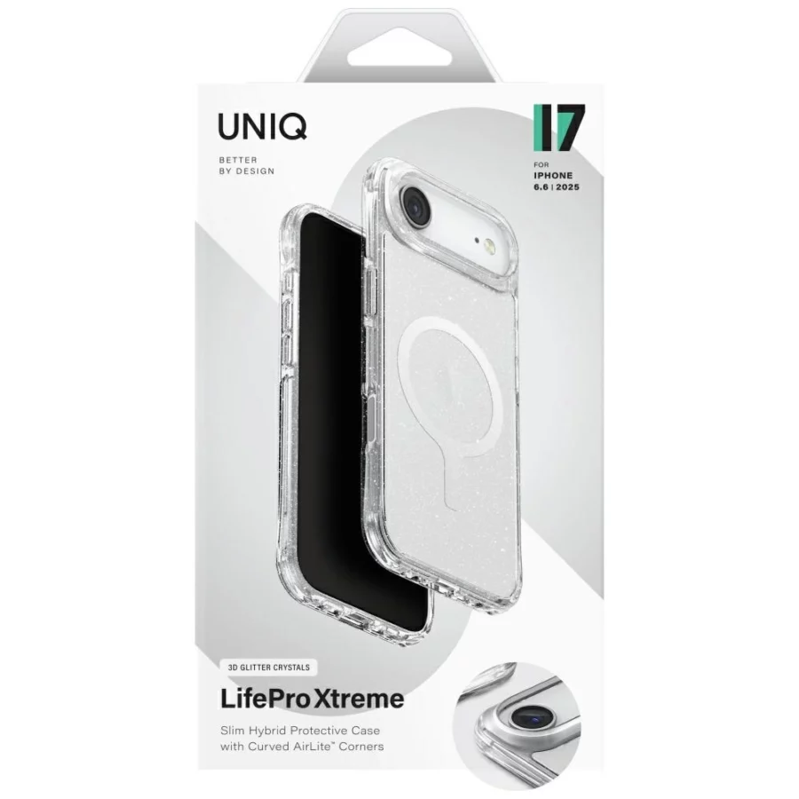 Etui UNIQ LifePro Xtreme Magclick Charging do iPhone 17 Air - przezroczysty-brokat