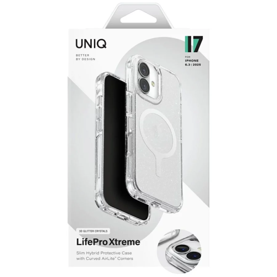 Etui UNIQ LifePro Xtreme Magclick Charging do iPhone 17 - przezroczysty-brokat