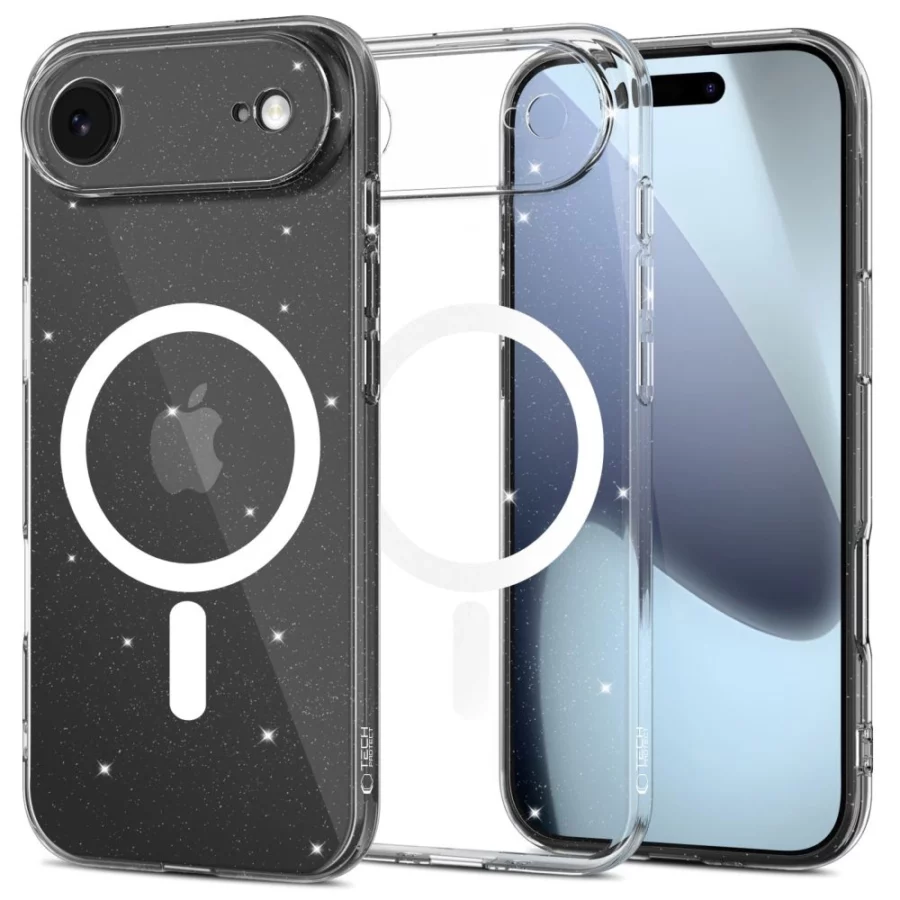 Etui Tech-Protect FlexAir MagSafe na iPhone 17 Air - przezroczysto-brokatowe