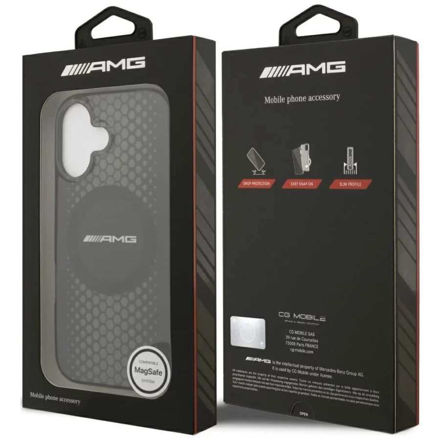 Etui AMG Double Layer Transparent Graphics MagSafe do iPhone 17 - czarne
