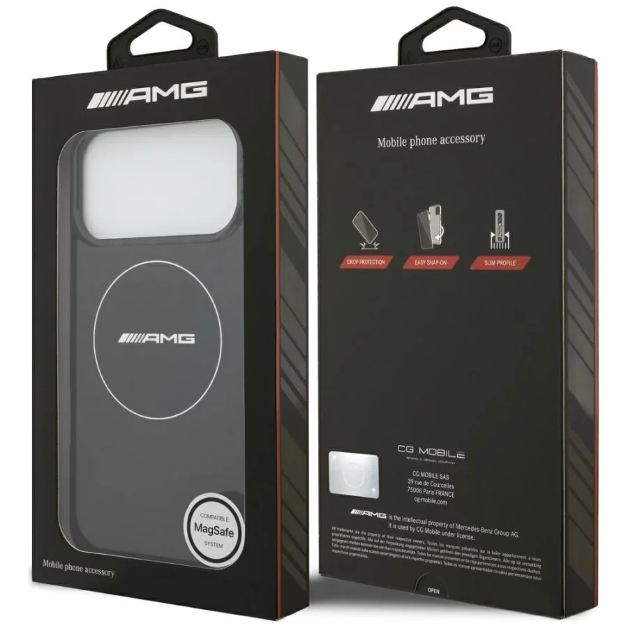 Etui AMG Double Layer Transparent Smocked MagSafe do iPhone 17 Pro Max - czarne