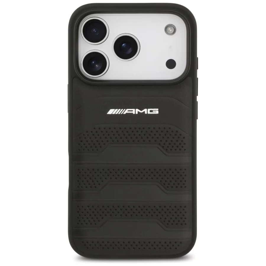 Etui AMG Leather Debossed Lines Logo do iPhone 17 Pro - czarne