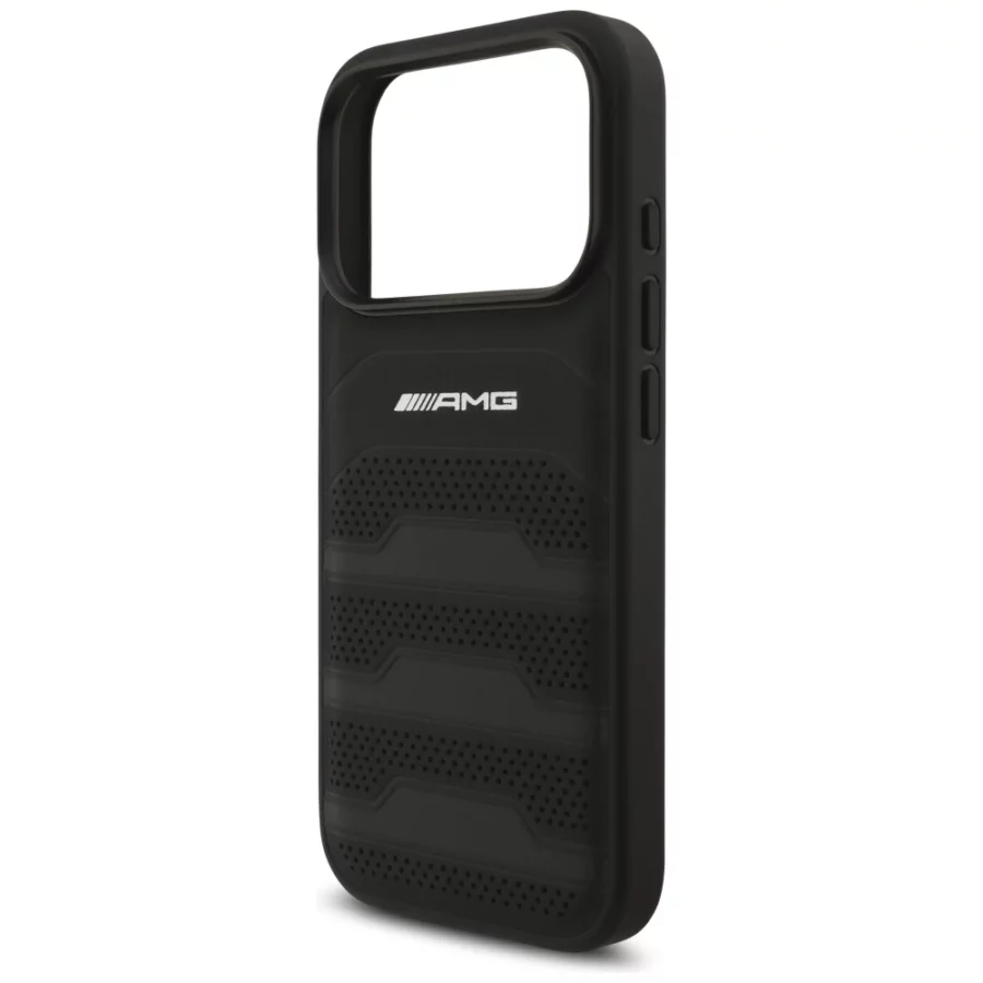 Etui AMG Leather Debossed Lines Logo do iPhone 17 Pro - czarne