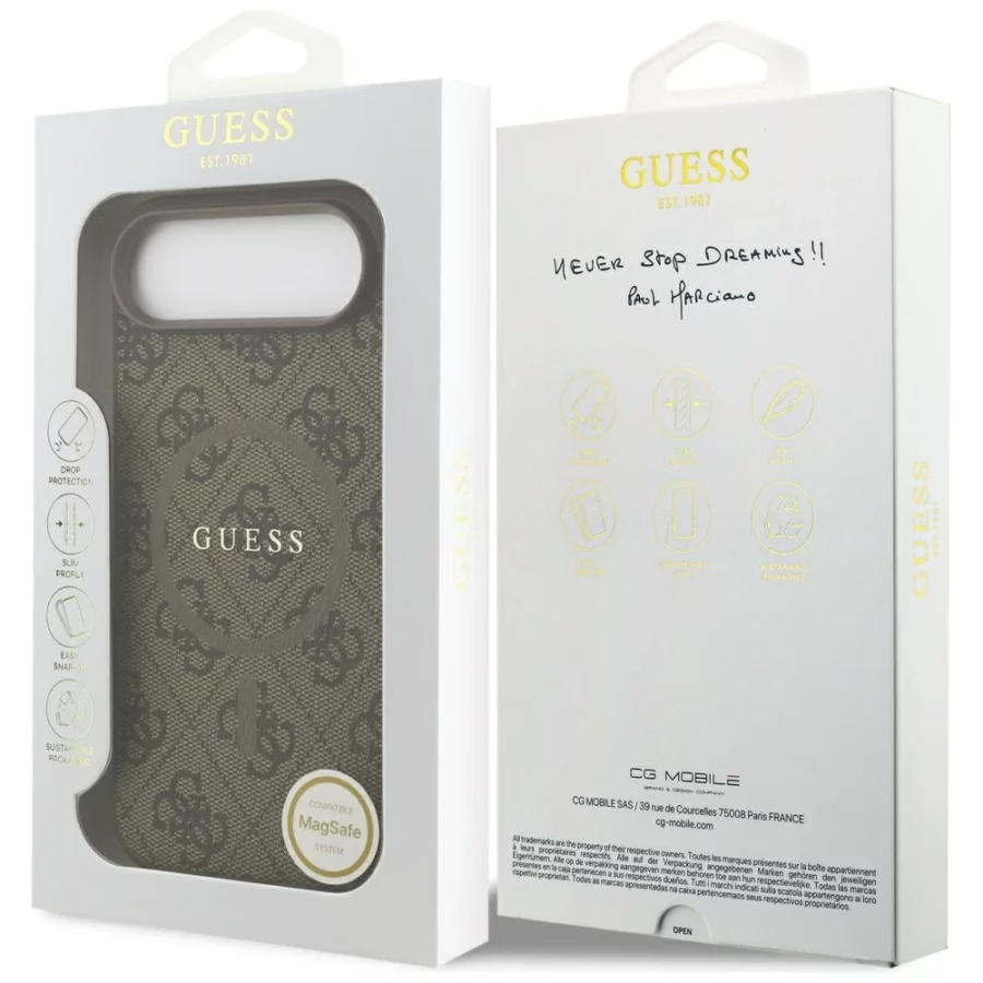 Etui Guess 4G Ring Classic Logo MagSafe na iPhone 17 Air - brązowe