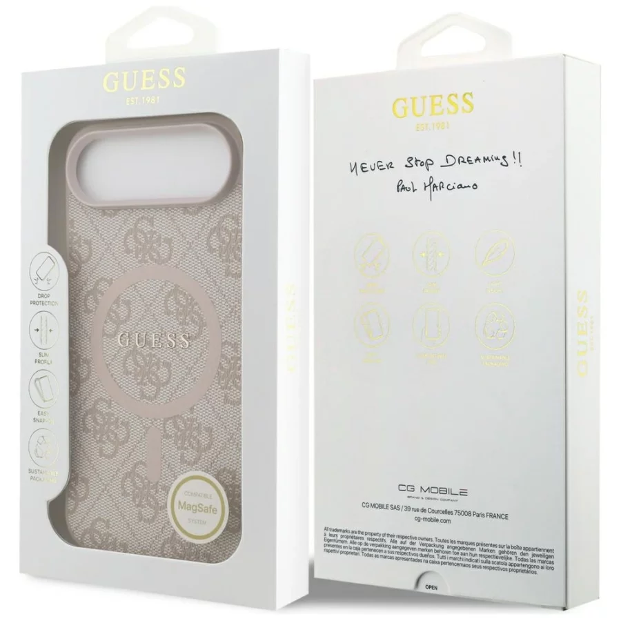 Etui Guess 4G Ring Classic Logo MagSafe na iPhone 17 Air - różowe