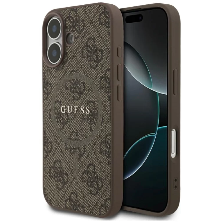 Etui Guess 4G Ring Classic Logo MagSafe na iPhone 17 - brązowe
