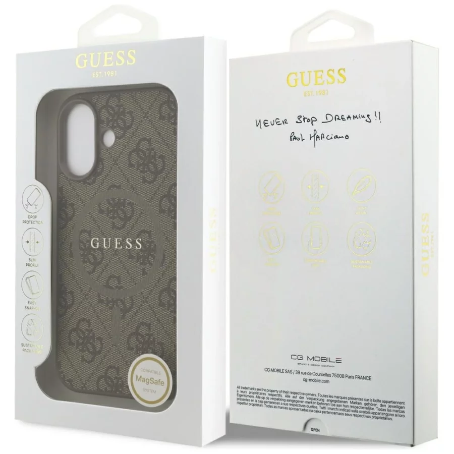 Etui Guess 4G Ring Classic Logo MagSafe na iPhone 17 - brązowe