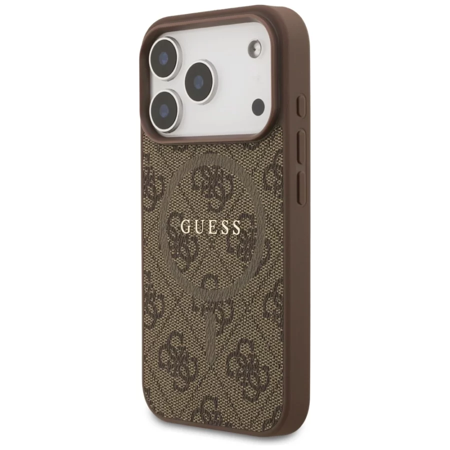 Etui Guess 4G Ring Classic Logo MagSafe na iPhone 17 Pro - brązowe