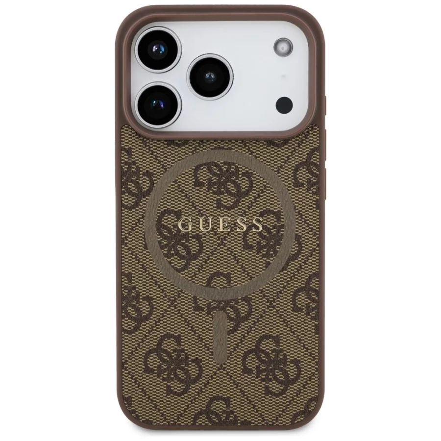 Etui Guess 4G Ring Classic Logo MagSafe na iPhone 17 Pro - brązowe